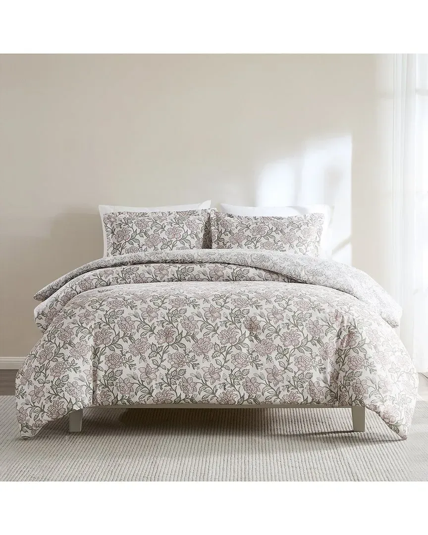 Zara Floral Block Reversible Comforter Set - Misty Rose