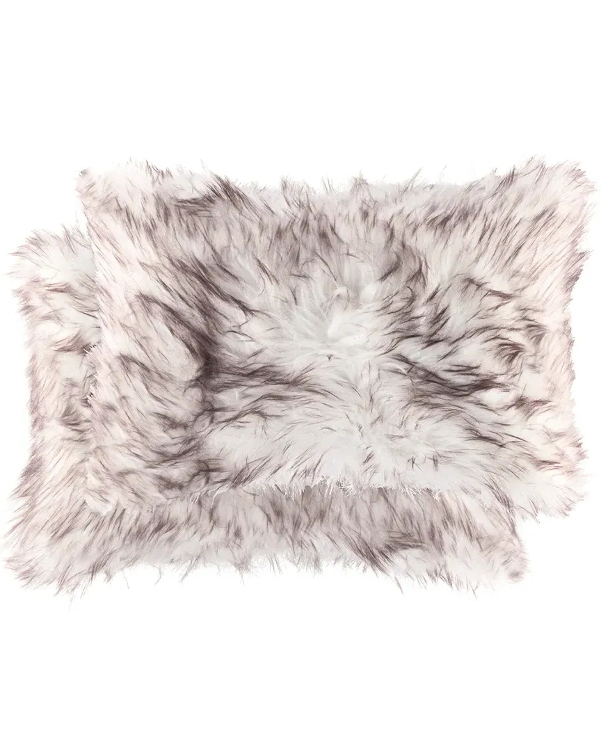 Belton Set of 2 Throw Pillows - Chocolate, Faux Fur