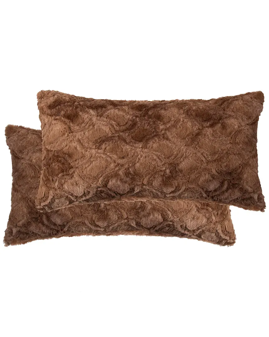 Set of 2 Belton Pillows - Brown, Faux Fur image