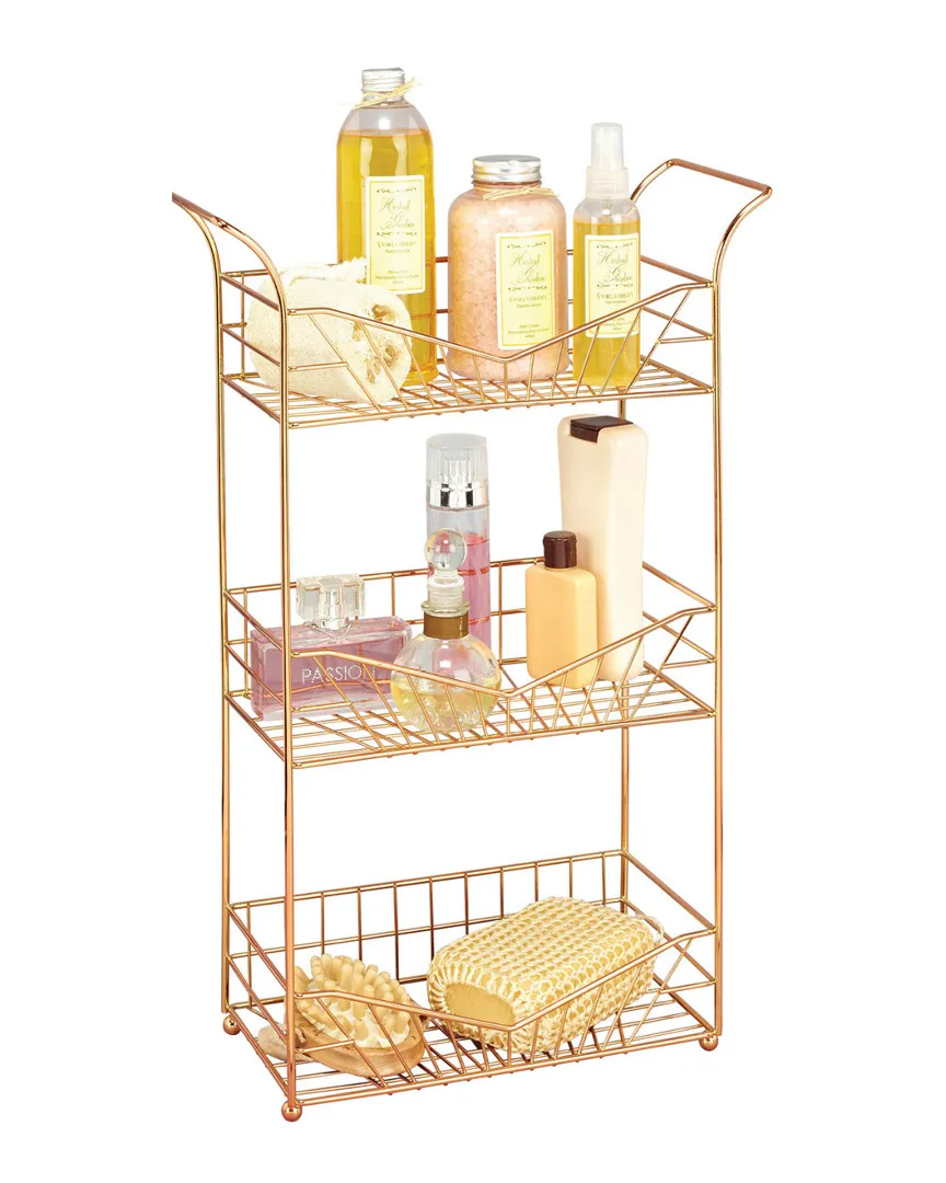 Laura Ashley 3-Tier Bath Storage Rack - Gold, Metal image