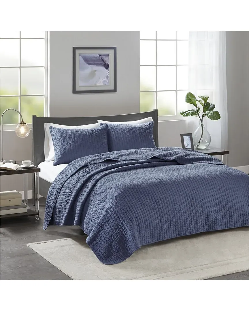 Keaton Reversible Quilt Set - Navy image