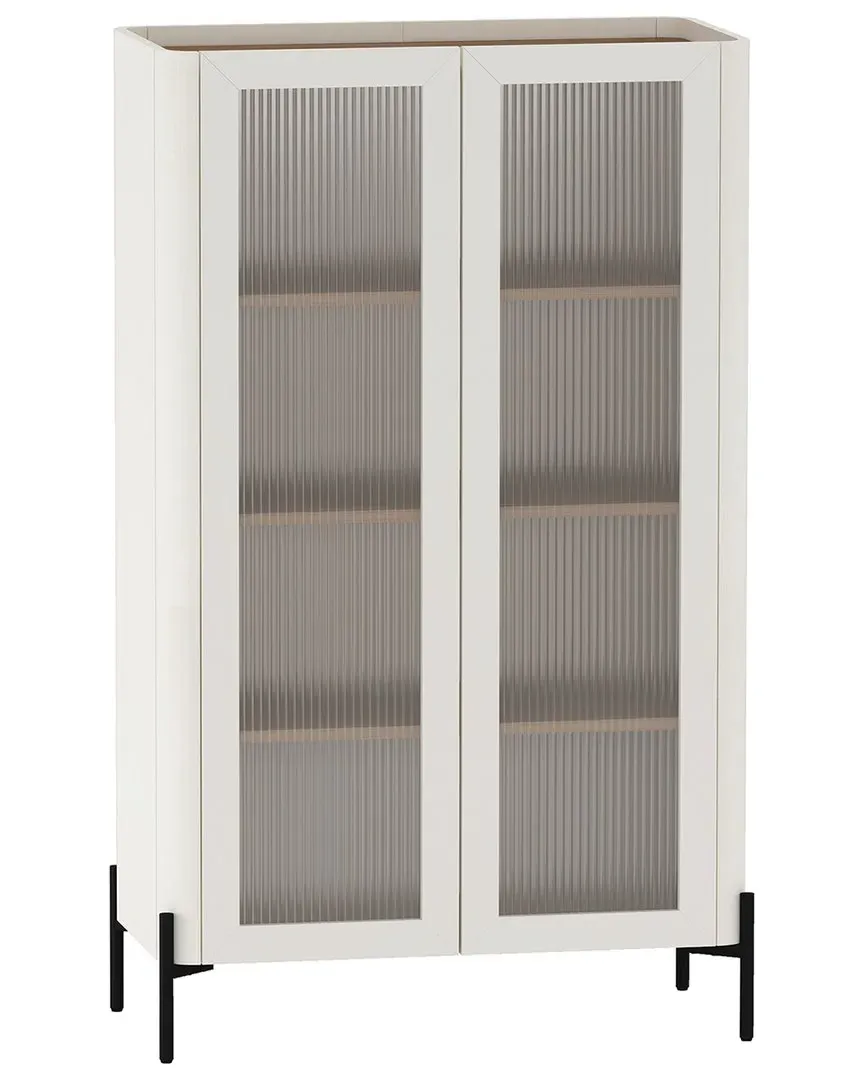 Abbey Ribbed Glass Storage Cabinet - Brown image