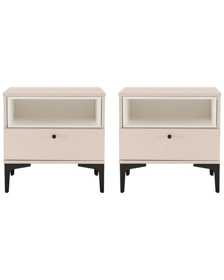 Amara Nightstand with Drawer - Pink, MDF
