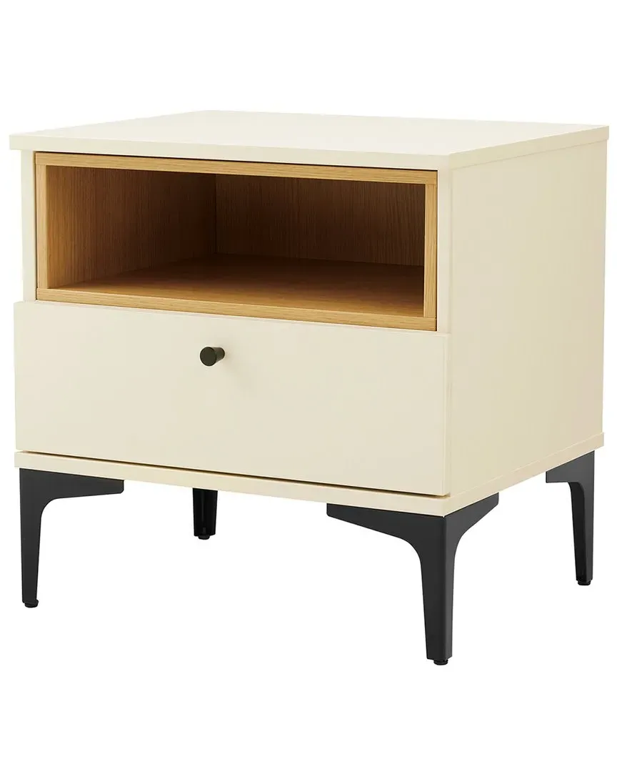 Amara Nightstand with Drawer - White, MDF