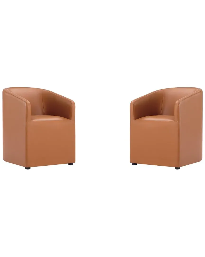 Anna Round Set of 2 Dining Armchairs - Saddle, Wood image