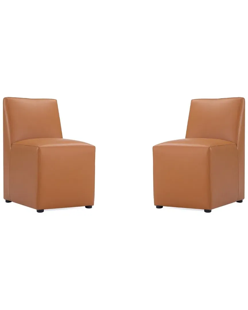 Anna Square Set of 2 Dining Chairs - Saddle