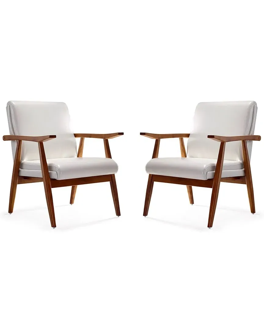 Arch Duke Set of 2 Accent Chairs - White, Beech Wood