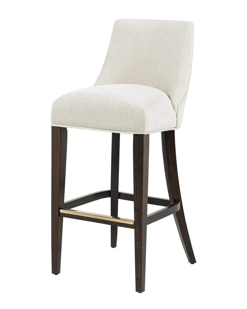 Beever Barstool with Backrest - Cream, Chenille