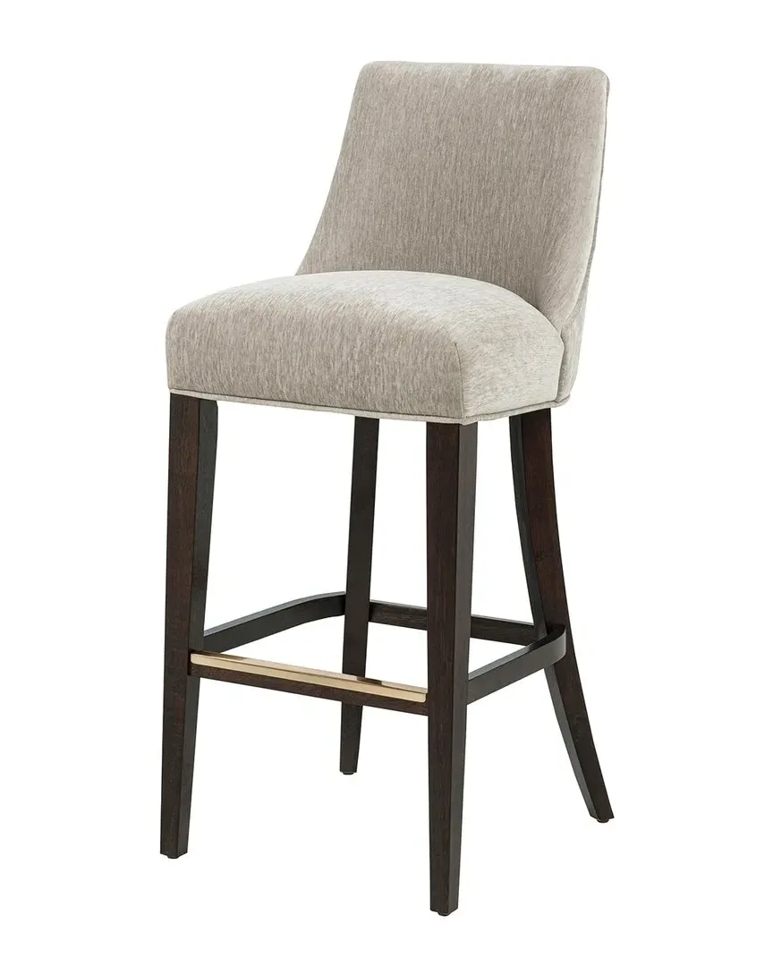 Beever Barstool with Backrest - Taupe, Chenille