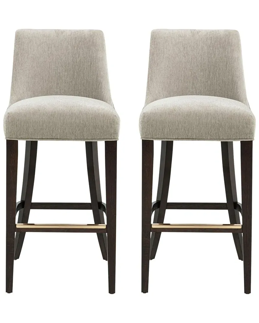 Beever Barstool with Backrest - Taupe, Chenille