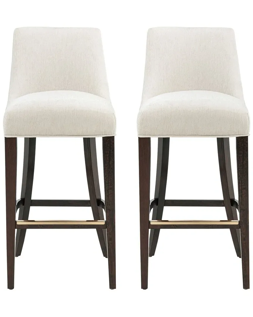 Beever Set of 2 Barstools with Backrest - Cream, Chenille