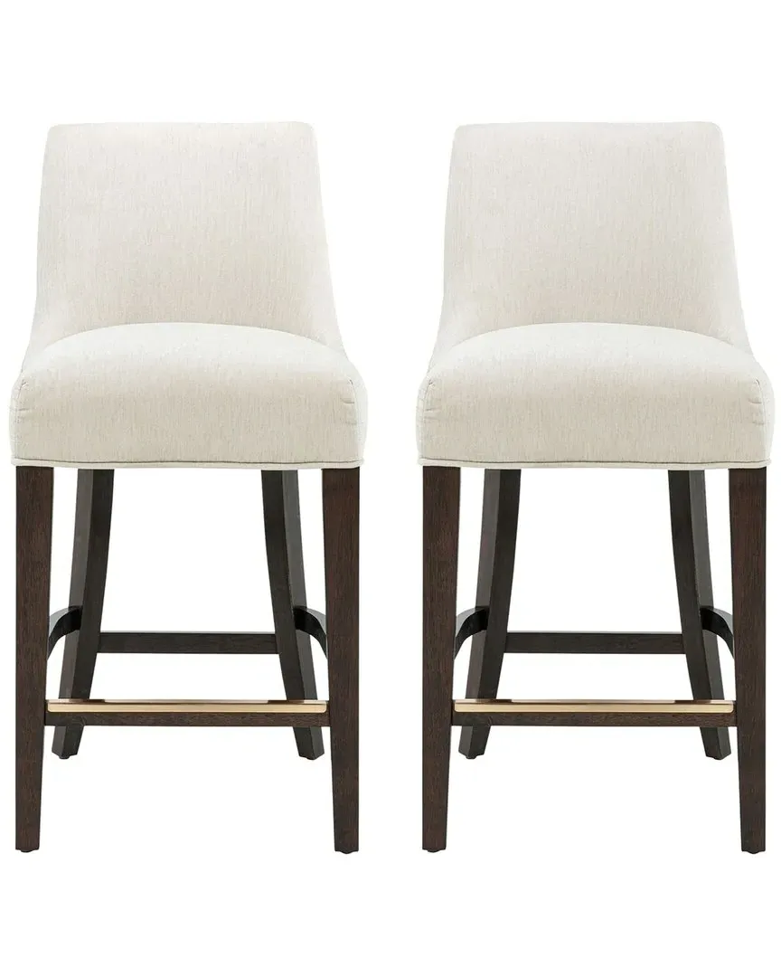 Beever Set of 2 Counter Stools with Backrest - Cream, Chenille