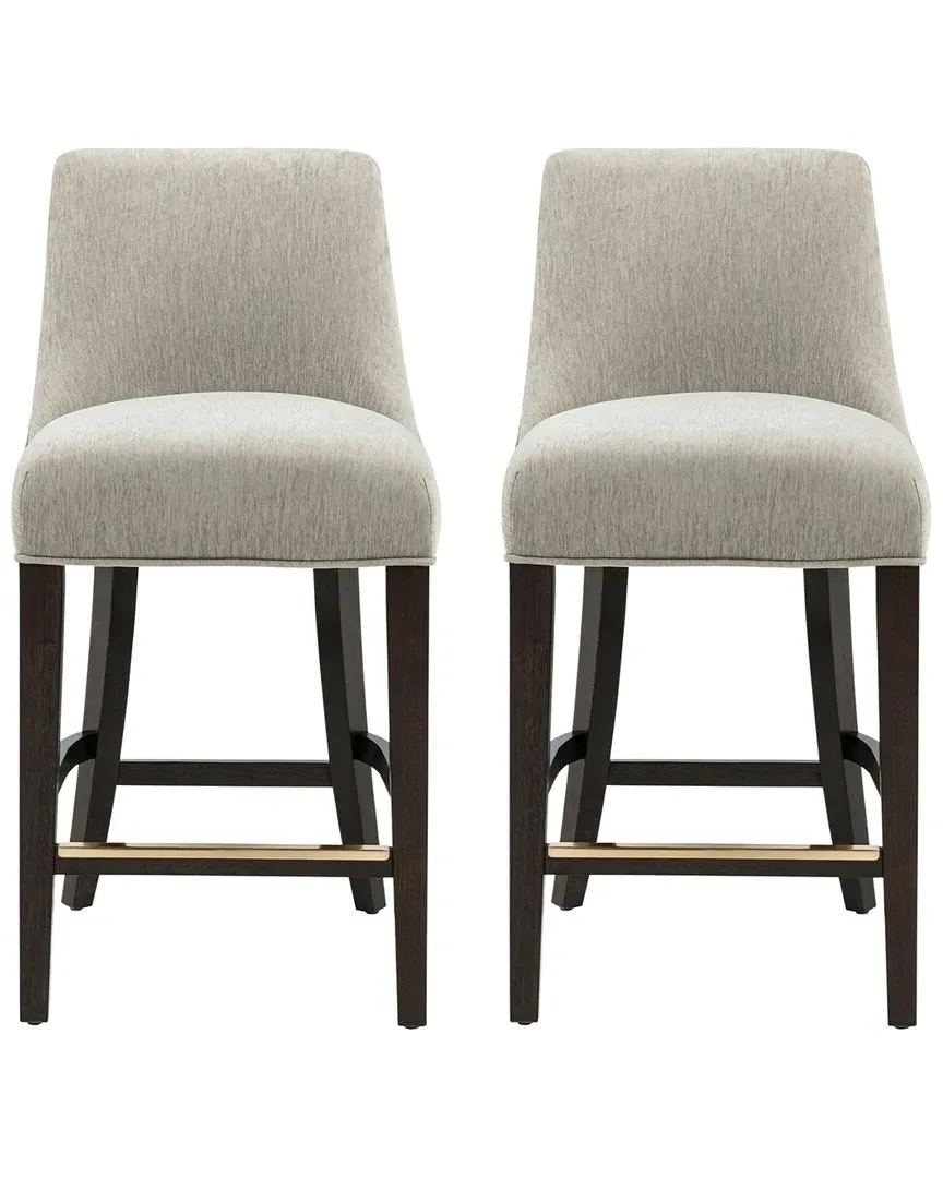 Beever Set of 2 Counter Stools with Backrest - Taupe, Chenille