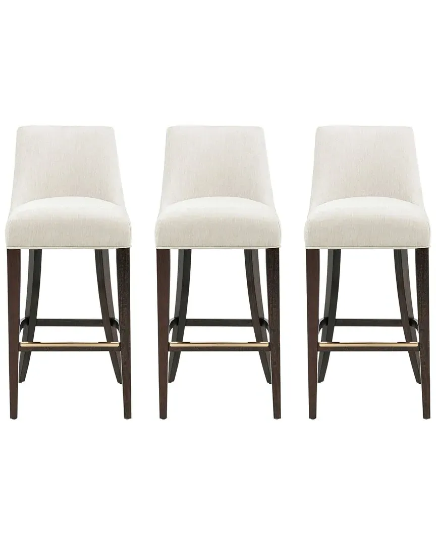 Beever Set of 3 Barstools with Backrest - Cream, Chenille