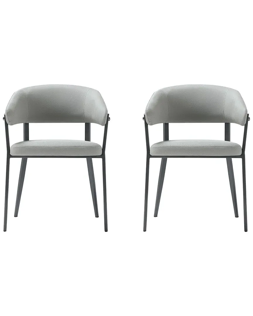 Belle Set of 2 Dining Chairs - Stone Grey, Leatherette