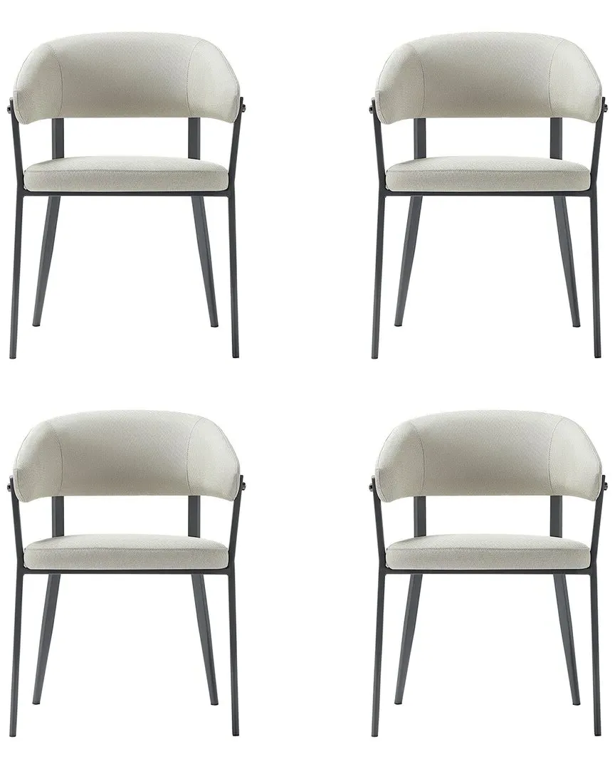Belle Set of 4 Dining Chairs - Oatmeal, Leatherette