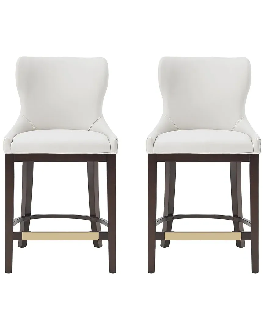 Blair Set of 2 Counter Stools with Backrest - White, Leatherette image