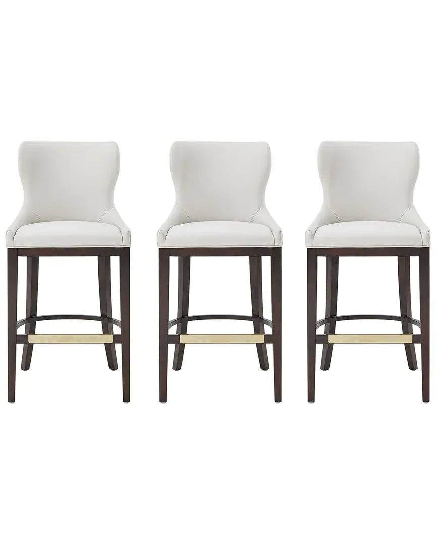 Blair Set of 3 Barstools - White, Leatherette