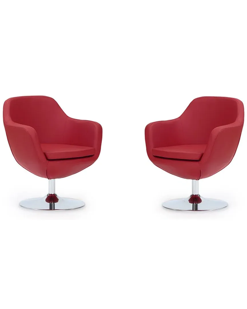 Caisson Swivel Accent Chairs Set of 2 - Red, Metal image