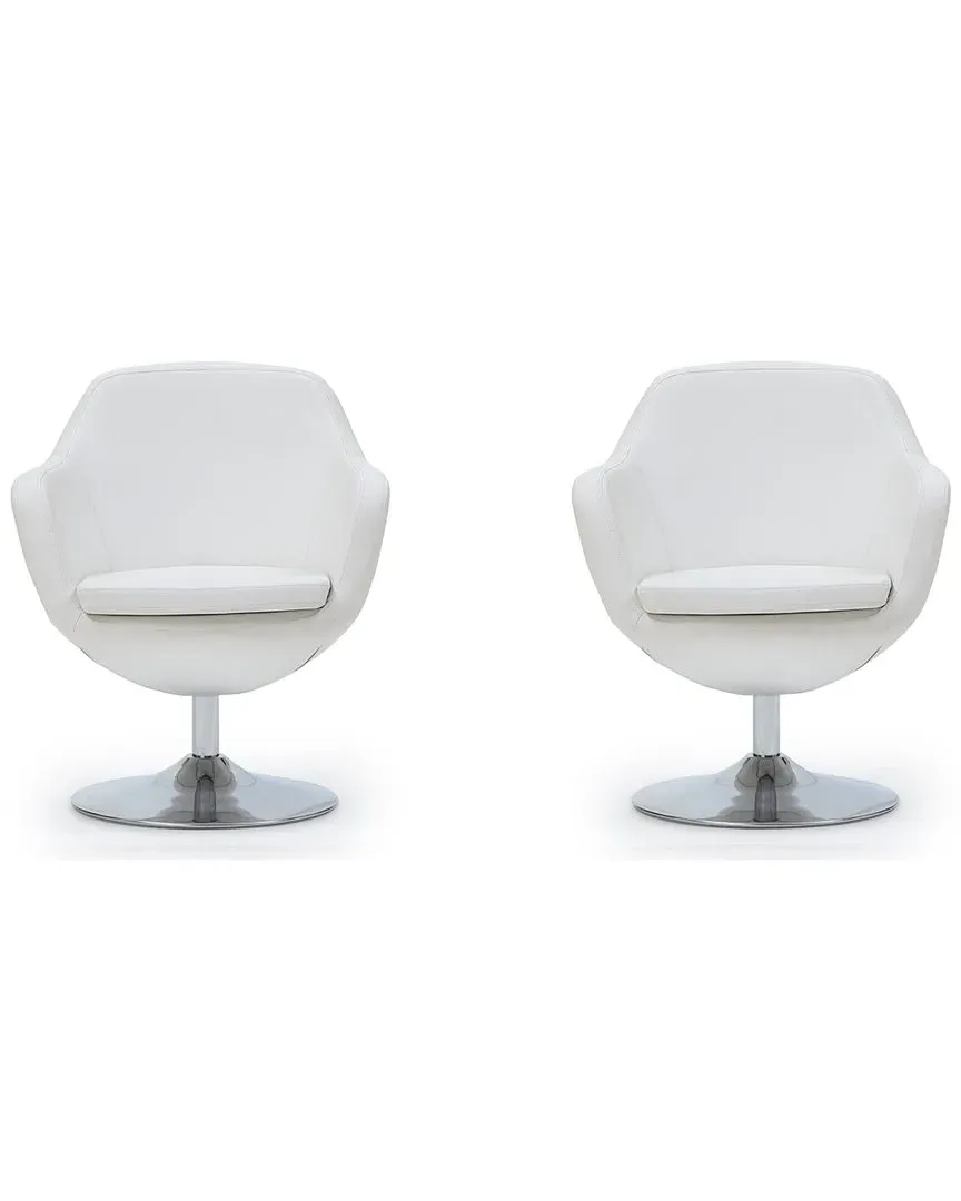 Caisson Swivel Accent Chairs Set of 2 - White, Metal