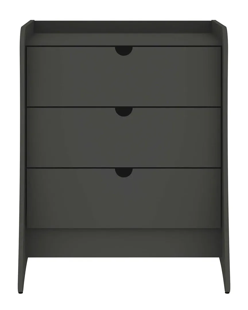 Coney 3-Drawer Dresser with Curved Legs - Grey, MDF image
