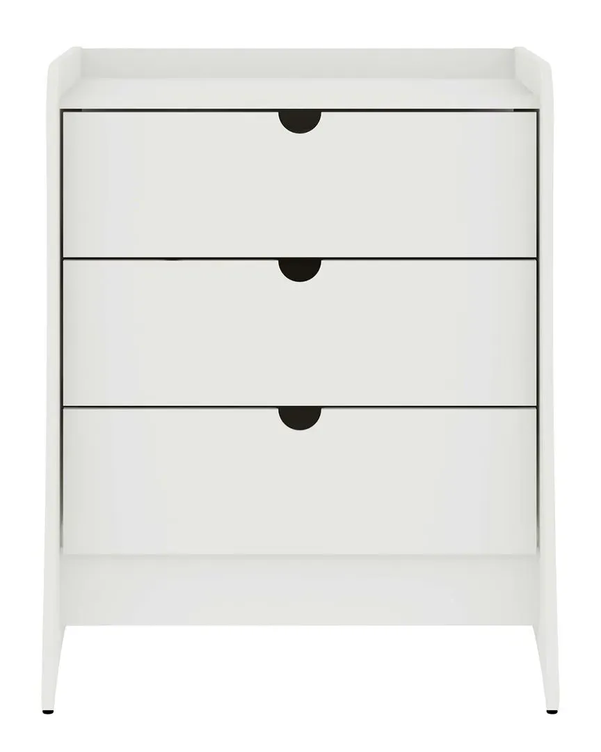 Coney 3-Drawer Dresser with Curved Legs - White, MDF