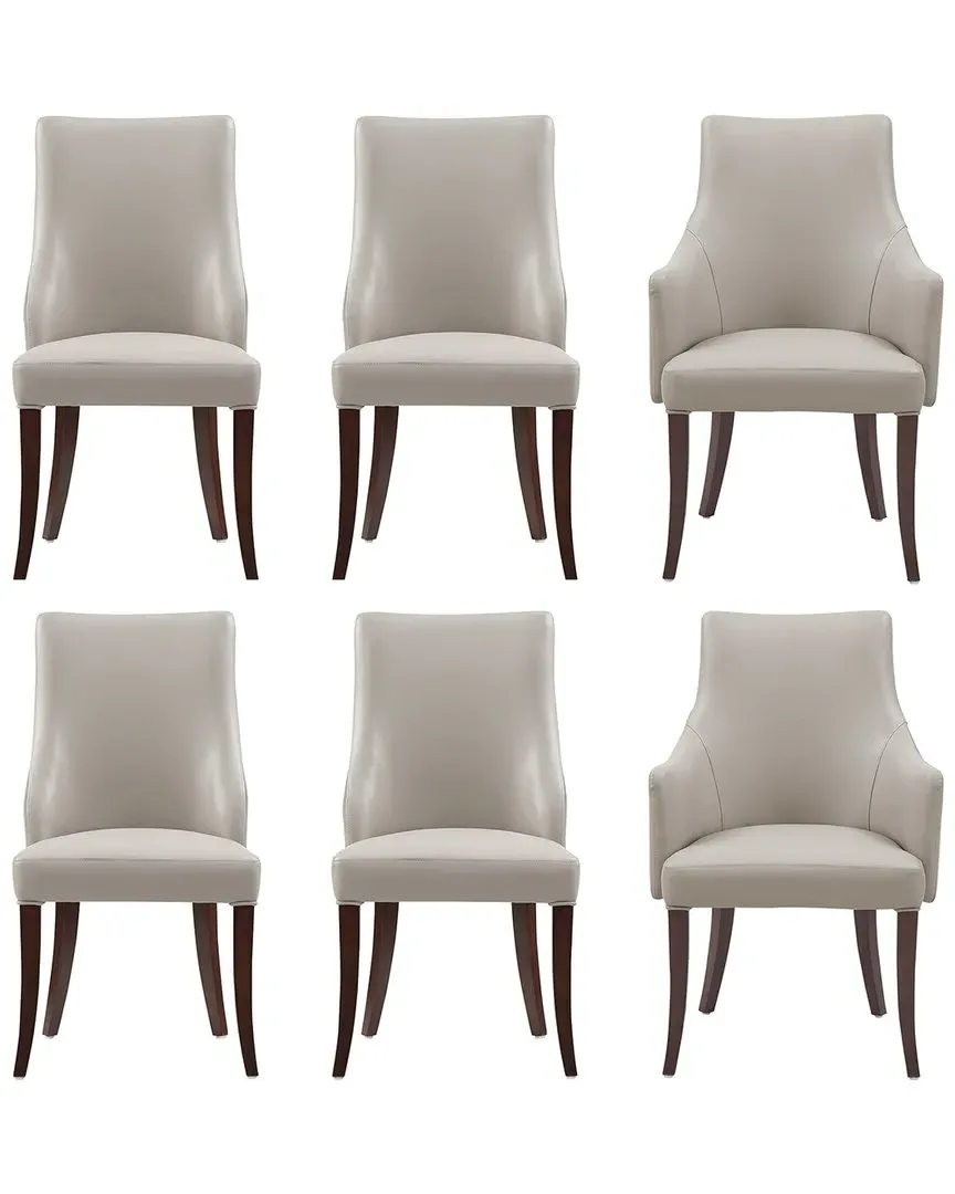 Connie 6-Piece Dining Chair Set - Light Grey, Leatherette