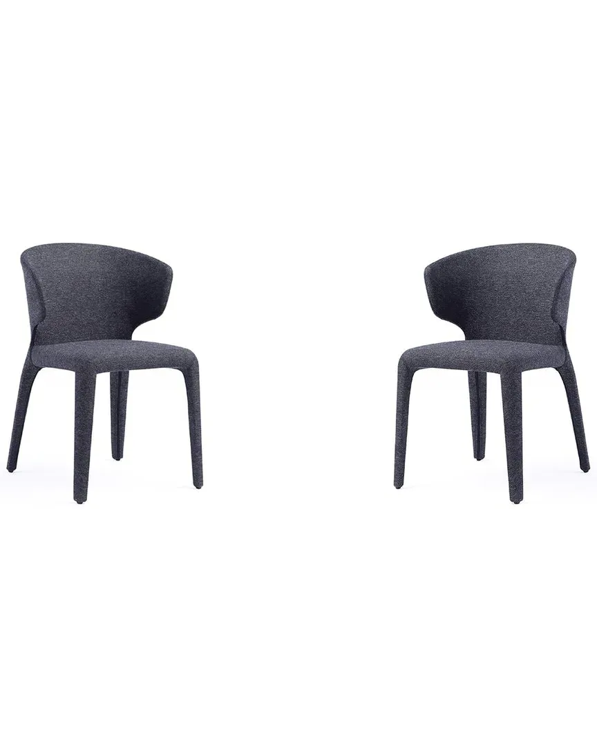 Conrad Set of 2 Woven Tweed Dining Chairs - Black, Metal image
