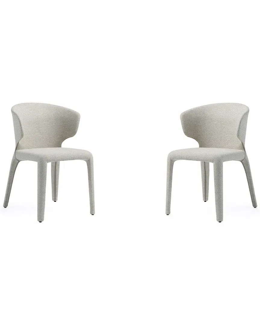 Conrad Set of 2 Woven Tweed Dining Chairs - Wheat, Metal