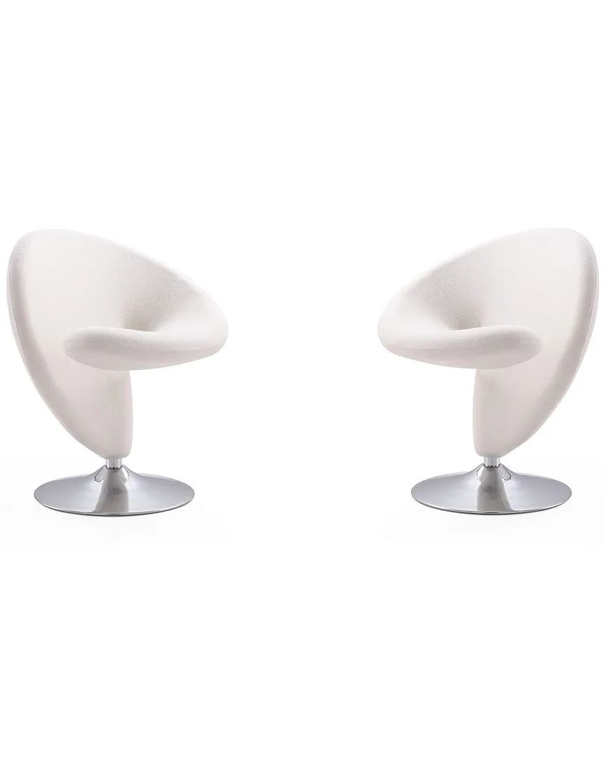 Curl Swivel Accent Chairs Set of 2 - Cream, Metal