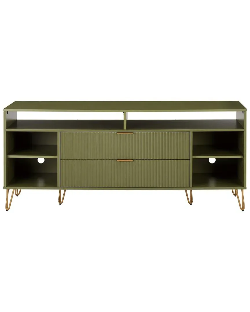 Dumbo 63in TV Stand with 6 Shelves & 2 Drawers - Olive Green