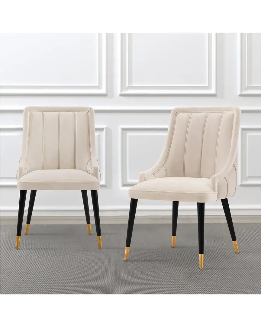 Eda Set of 2 Dining Chairs - Cream, Velvet