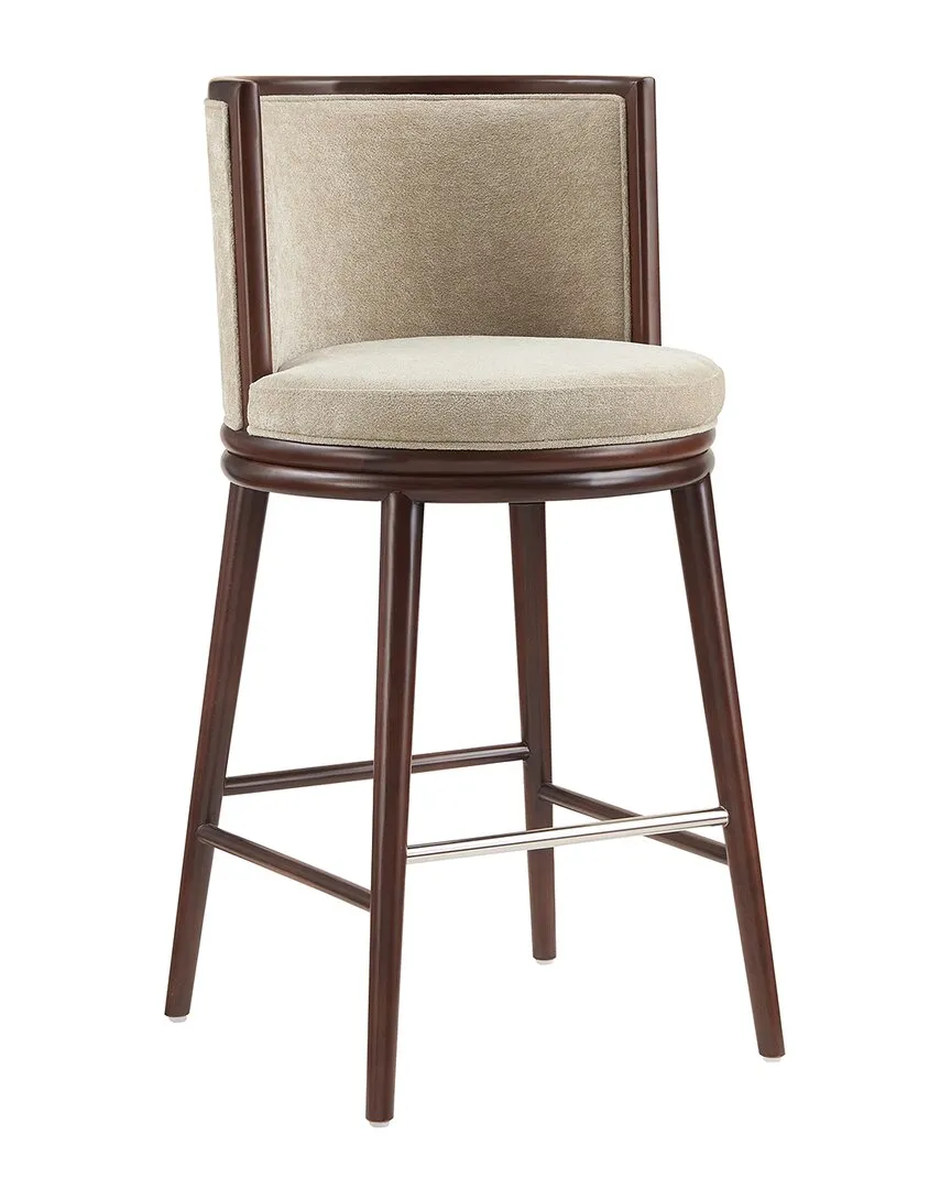 Evalyn Barstool with Backrest - Natural, Chenille