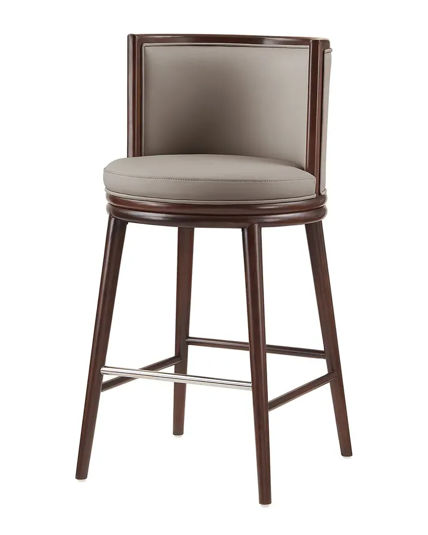 Evalyn Barstool with Backrest - Taupe, Leatherette