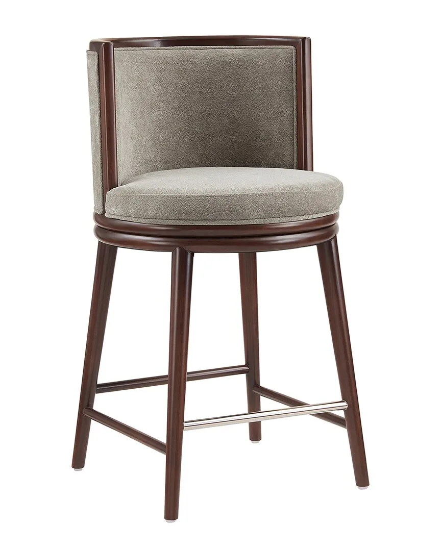 Evalyn Counter Stool with Backrest - Dove, Chenille
