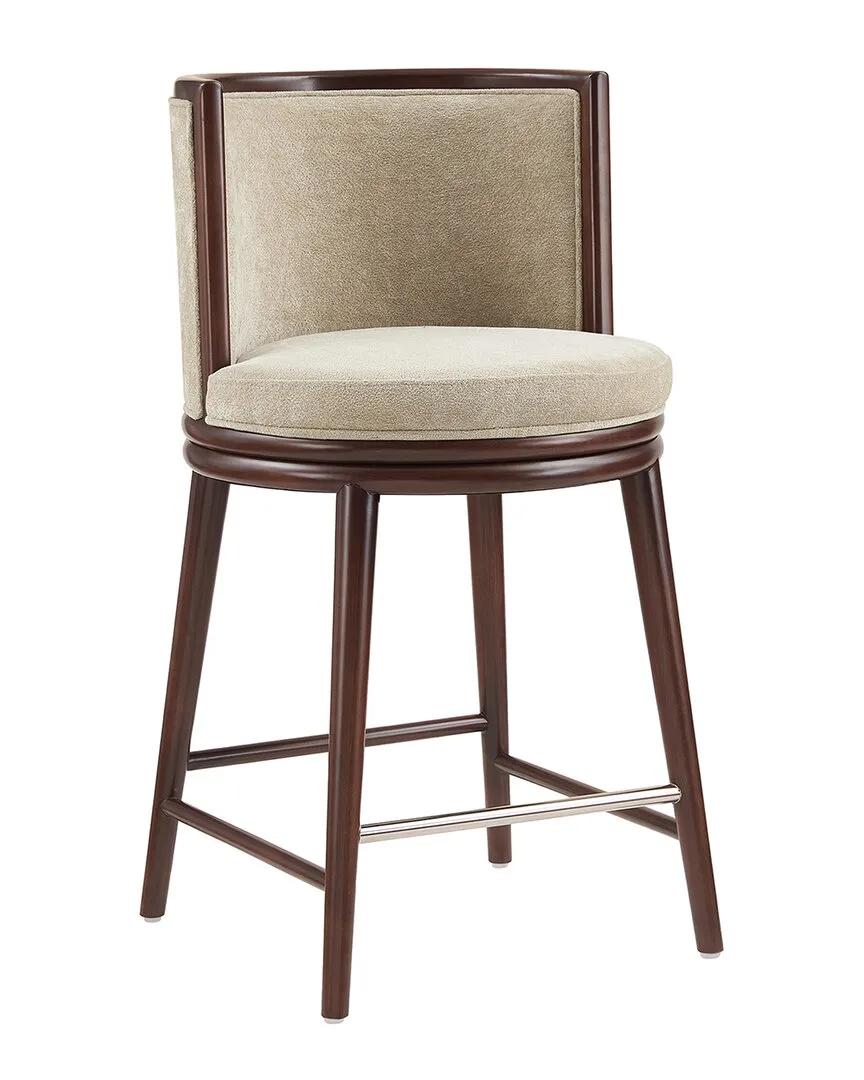 Evalyn Counter Stool with Backrest - Natural, Chenille