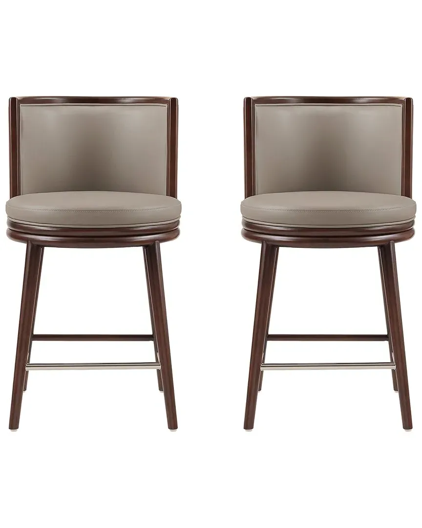 Evalyn Counter Stools Set of 2 - Taupe, Leatherette
