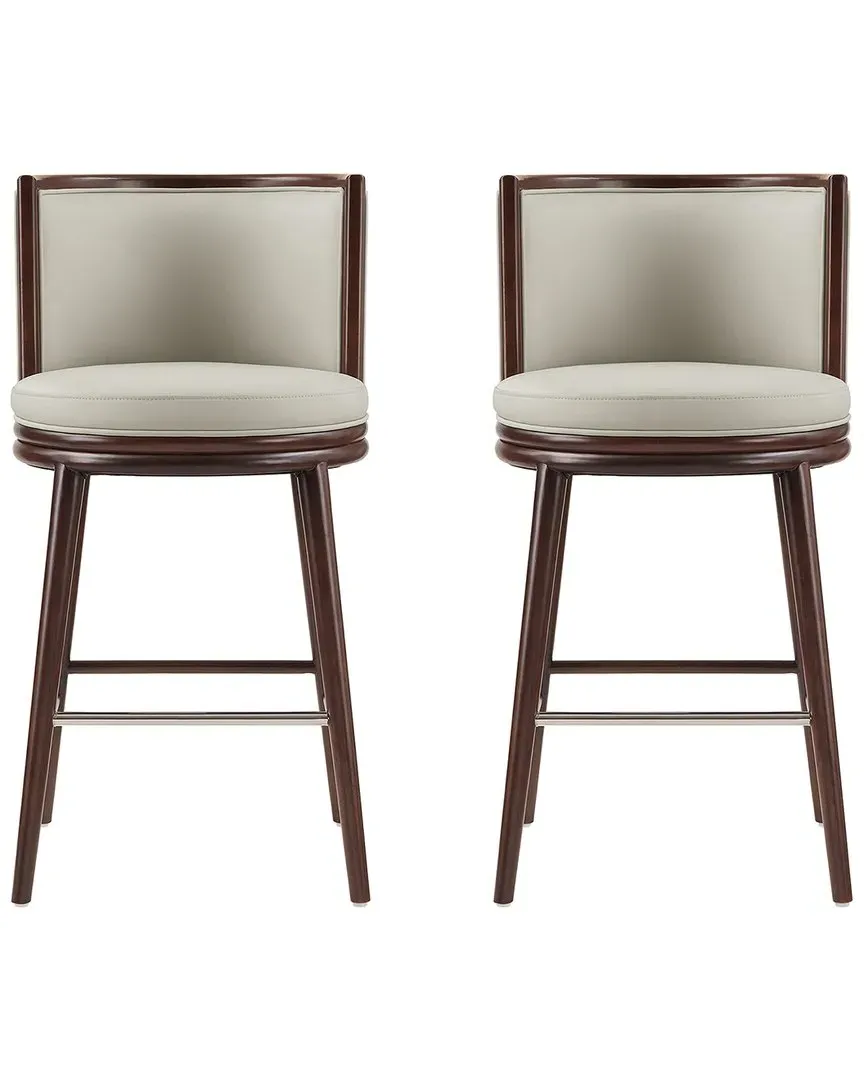 Evalyn Leatherette Barstools Set of 2 - Stone, Beech Wood image