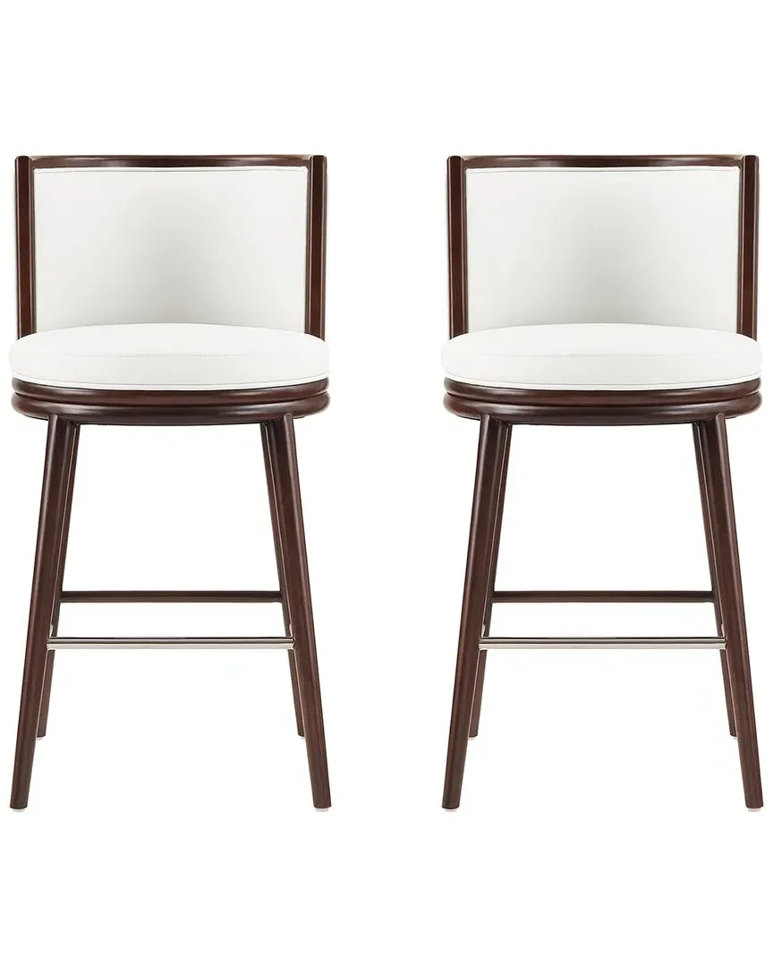 Evalyn Leatherette Barstools Set of 2 - White, Beech Wood