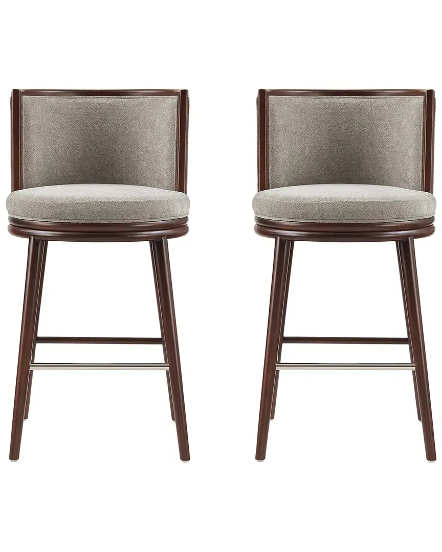 Evalyn Set of 2 Barstools with Backrest - Dove, Chenille