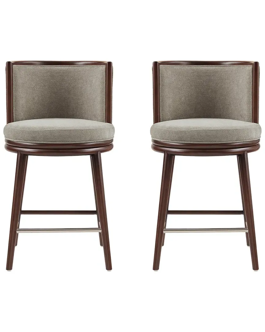 Evalyn Set of 2 Counter Stools with Backrest - Cream, Chenille image