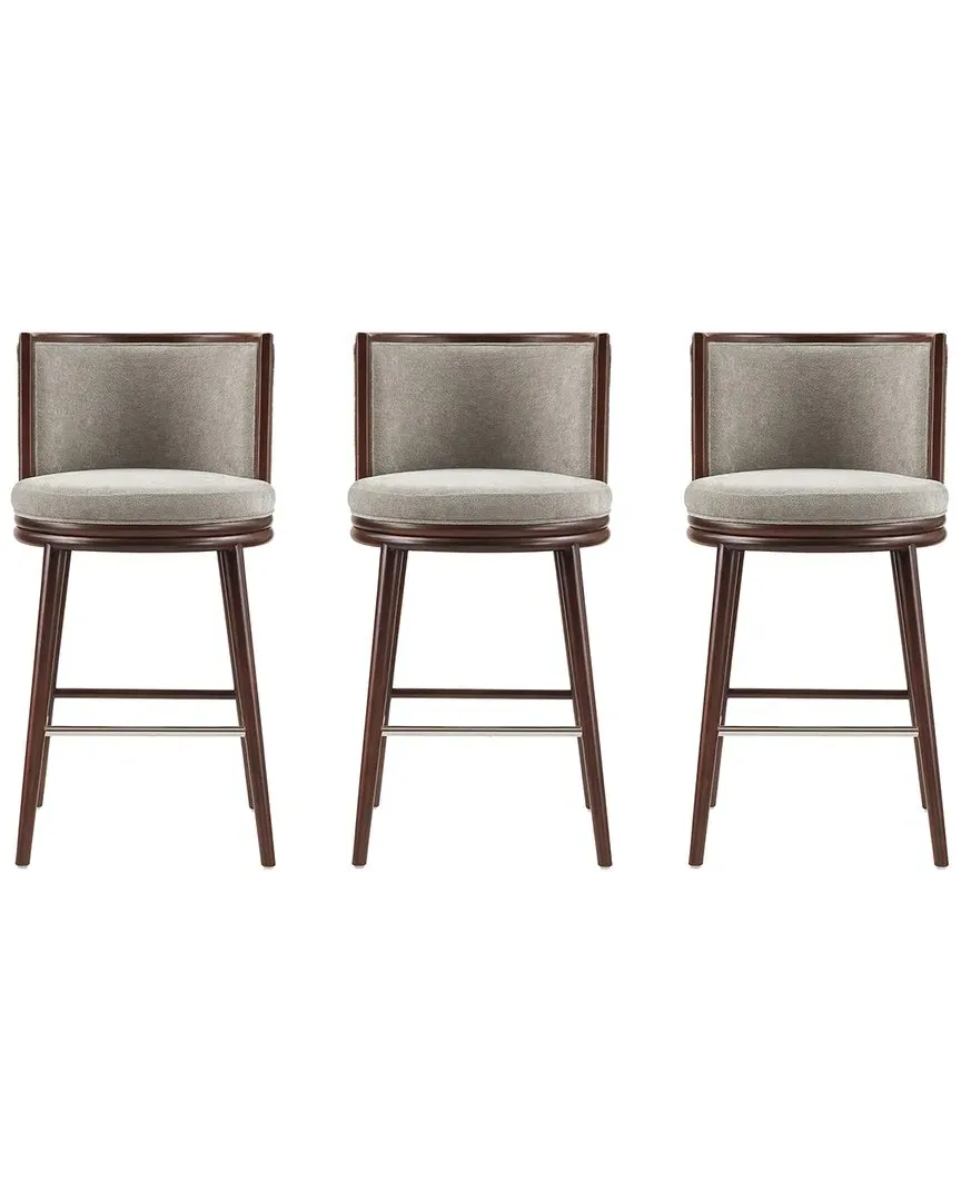 Evalyn Set of 3 Barstools with Backrest - Dove, Chenille