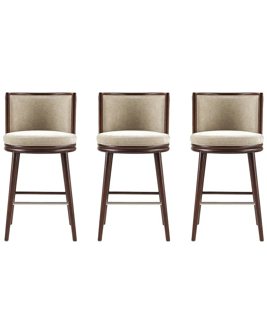 Evalyn Set of 3 Barstools with Backrest - Natural, Chenille