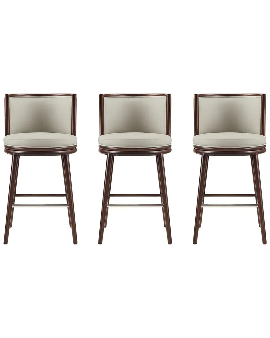 Evalyn Set of 3 Barstools with Backrest - Stone, Leatherette image