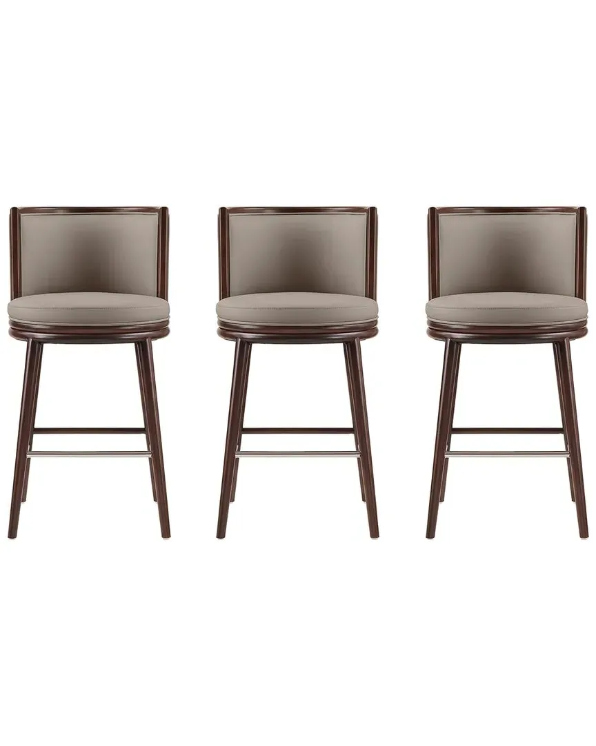 Evalyn Set of 3 Barstools with Backrest - Taupe, Leatherette