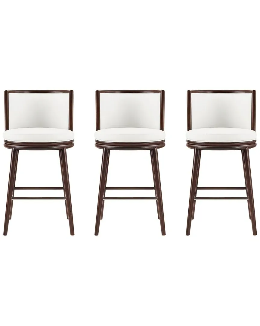 Evalyn Set of 3 Barstools with Backrest - White, Leatherette
