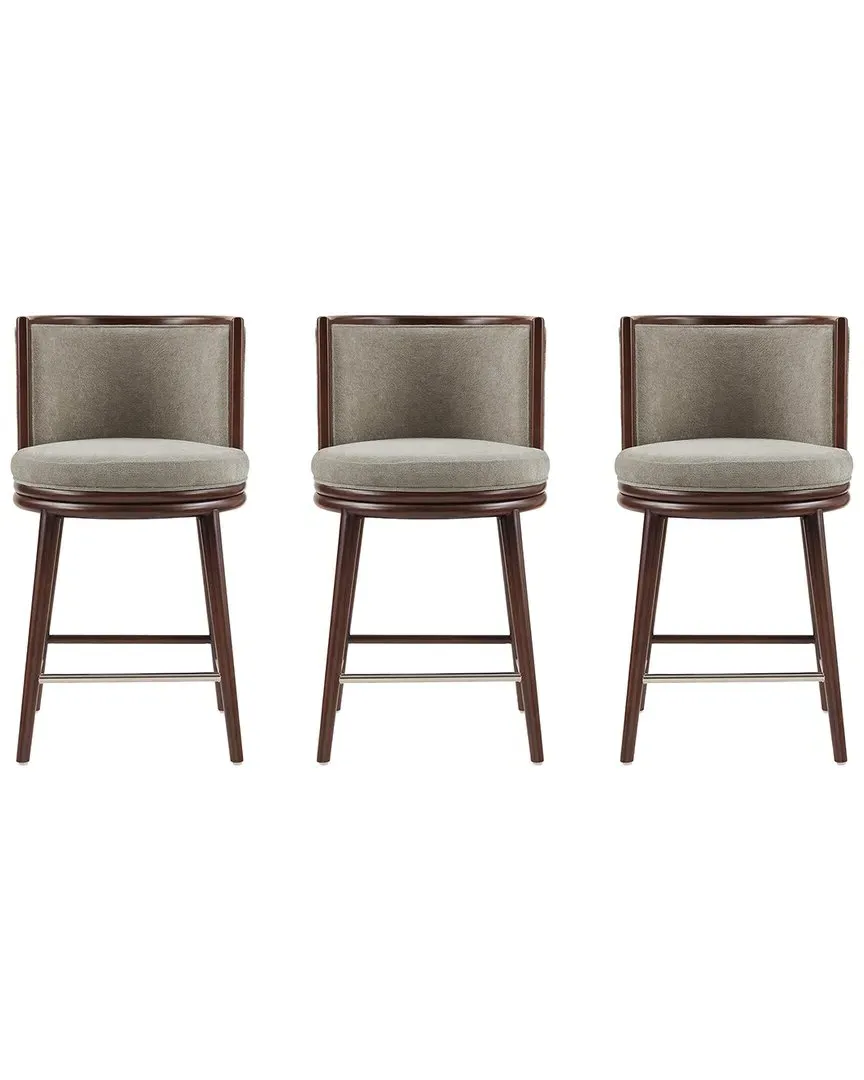 Evalyn Set of 3 Counter Stools with Backrest - Dove, Chenille