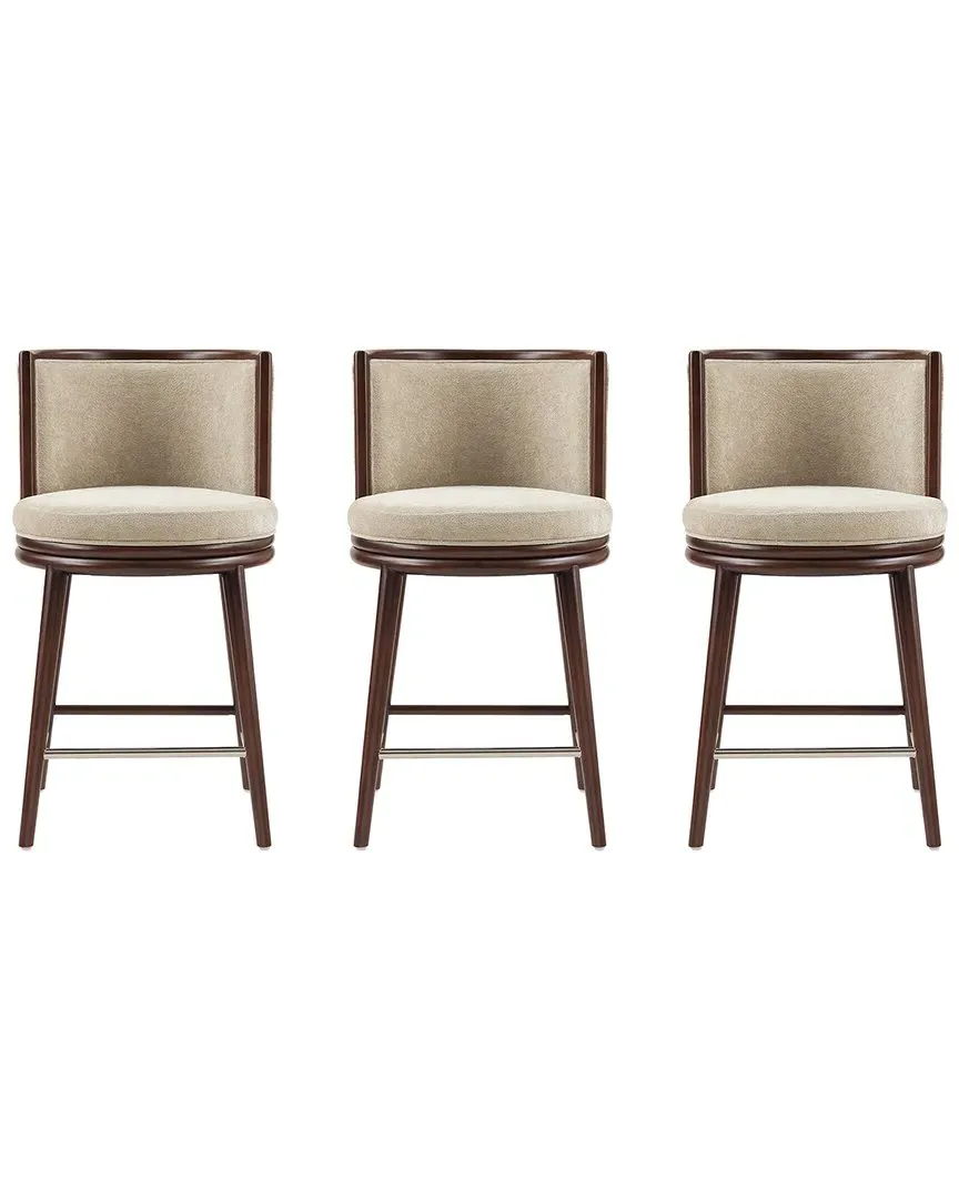 Evalyn Set of 3 Counter Stools with Backrest - Natural, Chenille