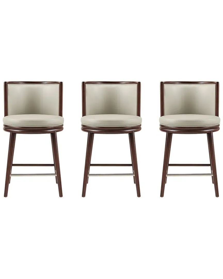 Evalyn Set of 3 Counter Stools with Backrest - Stone, Leatherette image