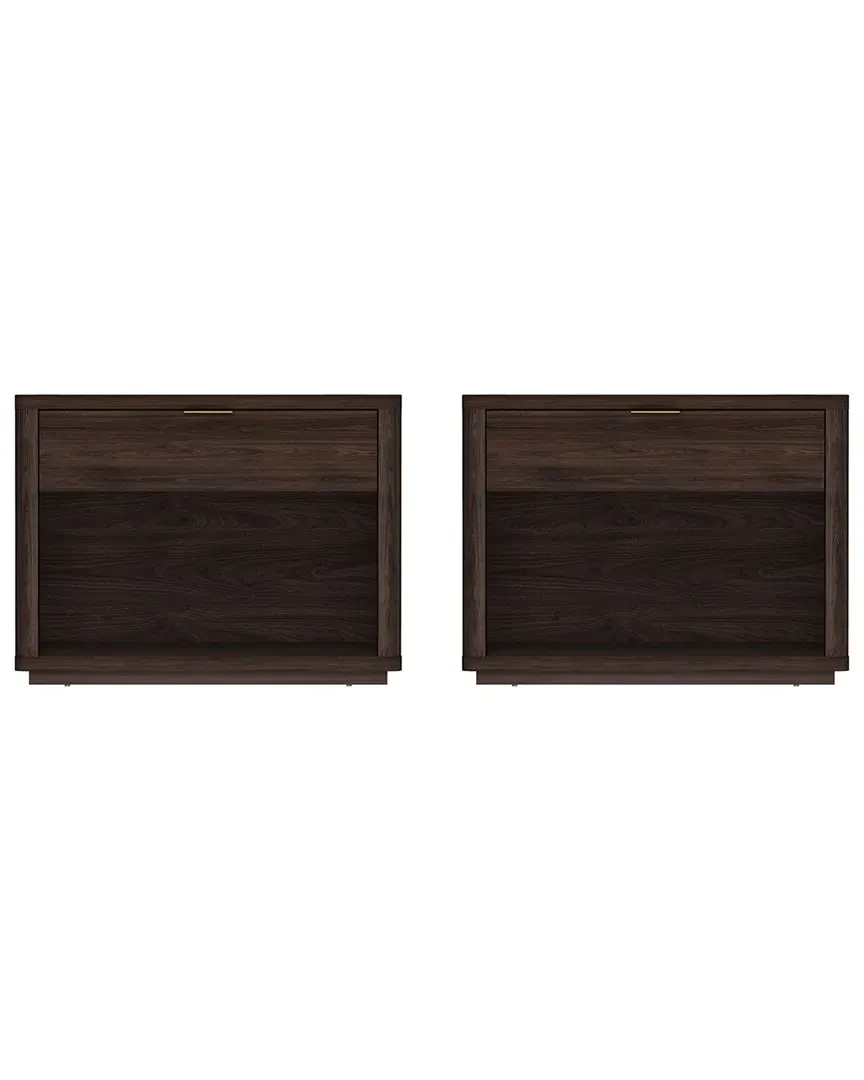 Evelyn 2.0 Nightstand Set with Full Extension Drawers - Brown, MDF